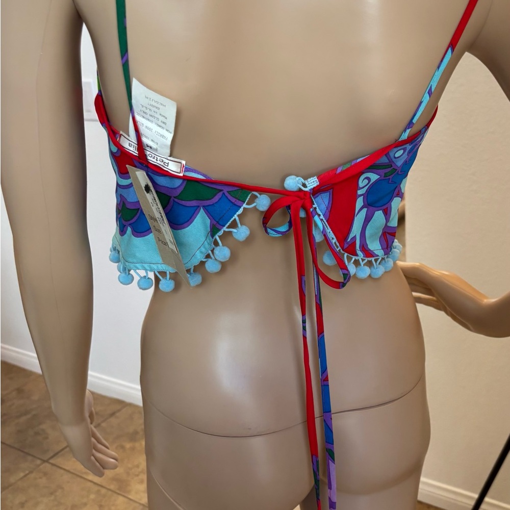 Designer Petro Zillow 100%Silk NWT Hankerchief tie Colorful Floral Women's Top - Picture 4 of 12